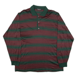 CHRISTIAN DIOR Mens Polo Shirt Red Striped Long Sleeve L