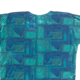 ANIMAICO Womens Printed Blouse Blue Crazy Pattern L