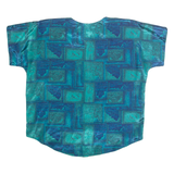 ANIMAICO Womens Printed Blouse Blue Crazy Pattern L