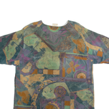 ME-DEX Womens Printed Blouse Green Crazy Pattern S