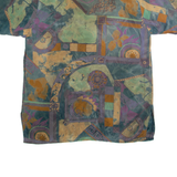 ME-DEX Womens Printed Blouse Green Crazy Pattern S