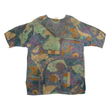 ME-DEX Womens Printed Blouse Green Crazy Pattern S