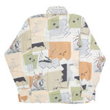 CV Womens Printed Blouse Beige Collared Long Sleeve Floral XL