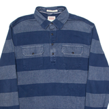 LEVI'S Mens Polo Shirt Blue Striped Long Sleeve L