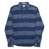 LEVI'S Mens Polo Shirt Blue Striped Long Sleeve L