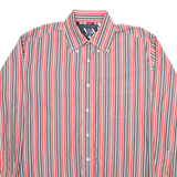TOMMY HILFIGER Mens Shirt Red Striped Long Sleeve L