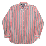 TOMMY HILFIGER Mens Shirt Red Striped Long Sleeve L