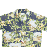 BISHOP ST Mens Hawaiian Shirt Grey Floral L