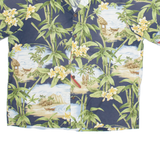 BISHOP ST Mens Hawaiian Shirt Grey Floral L