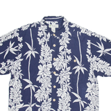 BLACKPOINT Mens Hawaiian Shirt Blue Silk Floral M