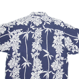 BLACKPOINT Mens Hawaiian Shirt Blue Silk Floral M