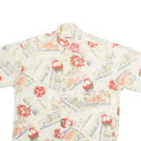 CAMPIA Mens Hawaiian Shirt Beige Floral M
