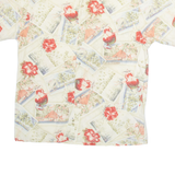 CAMPIA Mens Hawaiian Shirt Beige Floral M