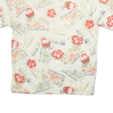 CAMPIA Mens Hawaiian Shirt Beige Floral M