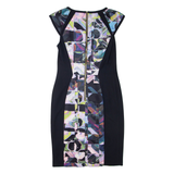 TED BAKER Womens Pencil Dress Black Crazy Pattern Short Sleeve Knee Length M