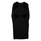 KAREN MILLEN Womens Pencil Dress Black Viscose Long Sleeve Knee Length UK 8