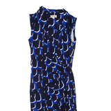PHASE EIGHT Womens Day Dress Blue Viscose Spotted Sleeveless Short UK 10