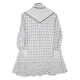 KAREN MILLEN Womens Day Dress White Check Long Sleeve Short UK 12
