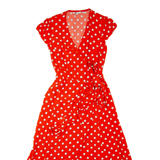 BODEN Womens Wrap Dress Orange Viscose Spotted Sleeveless Hi-Low UK 10