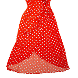 BODEN Womens Wrap Dress Orange Viscose Spotted Sleeveless Hi-Low UK 10