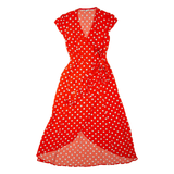 BODEN Womens Wrap Dress Orange Viscose Spotted Sleeveless Hi-Low UK 10