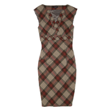 TED BAKER Womens Pencil Dress Grey Wool Check Sleeveless Knee Length XXS