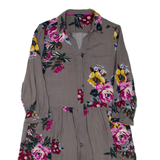 JOULES Womens Day Dress Grey Floral Long Sleeve Knee Length UK 12