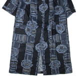 Womens Day Dress Blue Short Sleeve Knee Length L