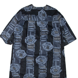 Womens Day Dress Blue Short Sleeve Knee Length L