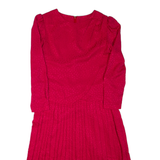 Womens Day Dress Pink Long Sleeve Knee Length L