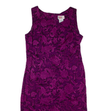Womens Day Dress Purple Floral Sleeveless Knee Length M