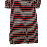 Womens Day Dress Red Striped Short Sleeve Knee Length M