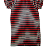 Womens Day Dress Red Striped Short Sleeve Knee Length M