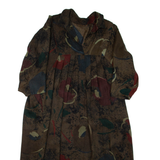 Womens Day Dress Brown Crazy Pattern Long Sleeve Midi L
