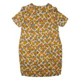 Womens Day Dress Yellow Floral Short Sleeve Knee Length L