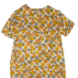 Womens Day Dress Yellow Floral Short Sleeve Knee Length L