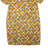 Womens Day Dress Yellow Floral Short Sleeve Knee Length L