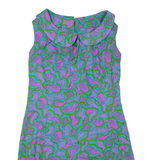 Womens Day Dress Blue Floral Sleeveless Knee Length L