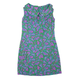 Womens Day Dress Blue Floral Sleeveless Knee Length L