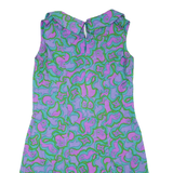 Womens Day Dress Blue Floral Sleeveless Knee Length L