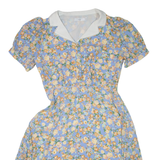 Womens Day Dress Blue Floral Short Sleeve Knee Length L