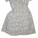 Womens Day Dress Blue Floral Short Sleeve Knee Length L