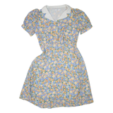 Womens Day Dress Blue Floral Short Sleeve Knee Length L