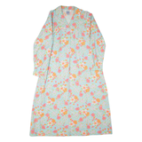 MARSUM Womens Day Dress Blue Floral Long Sleeve Midi L