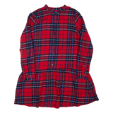 GAP Womens Day Dress Red Check Long Sleeve Short S