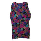 Womens Day Dress Black Viscose Floral Long Sleeve Knee Length M