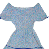 Womens Day Dress Blue Floral Short Sleeve Short S