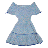 Womens Day Dress Blue Floral Short Sleeve Short S