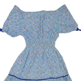 Womens Day Dress Blue Floral Short Sleeve Short S