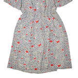 Womens Day Dress White Crazy Pattern Short Sleeve Knee Length L